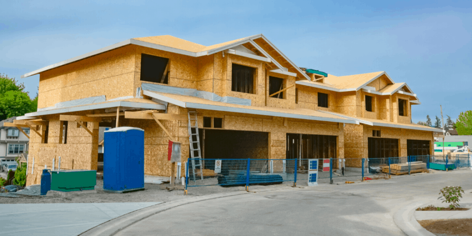 Fourplex under construction in Prince Frederick, Maryland